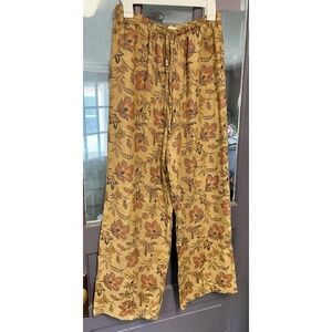 Isabella Bird Linen Pants Floral Drawstring M